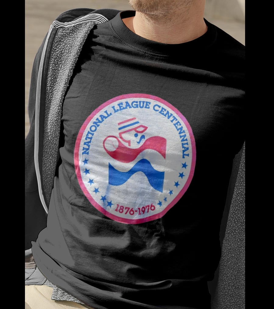 National League Centennial 1876 1976 Baseball Anniversary Retro MLB Bold Blue Red T-Shirt