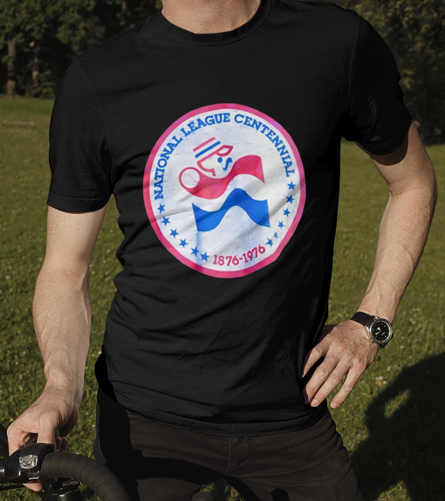 National League Centennial 1876 1976 Baseball Anniversary Retro MLB Bold Blue Red T-Shirt