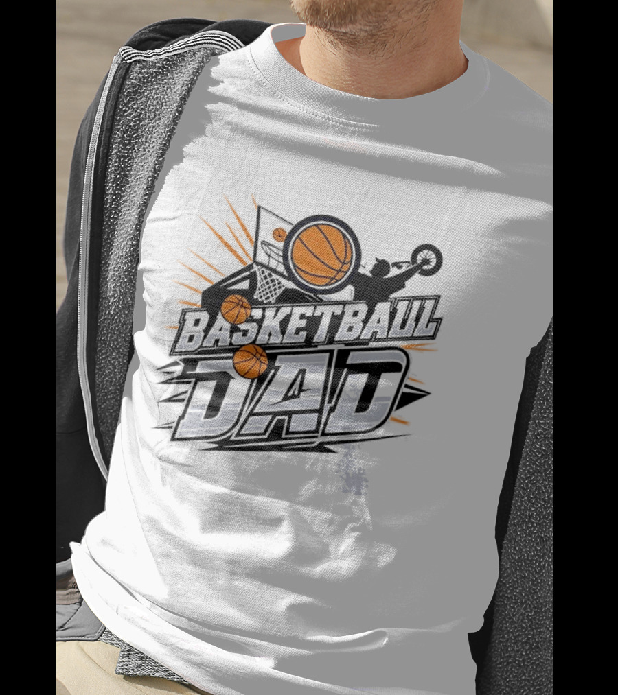 Basketball Dad Flying Ball Action Hoop T-Shirt