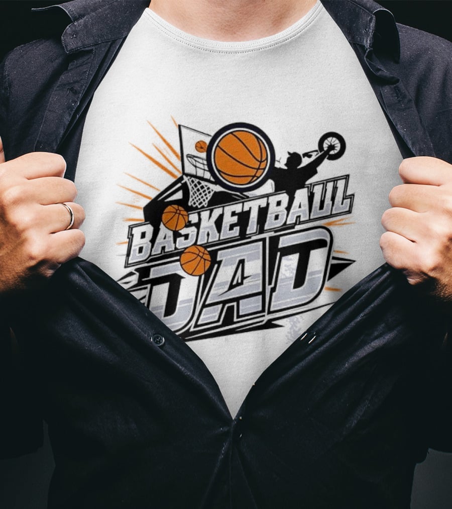 Basketball Dad Flying Ball Action Hoop T-Shirt