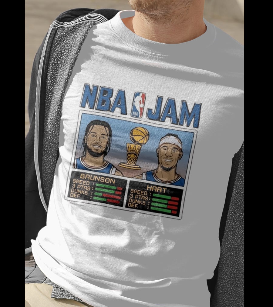 NBA Jam New York Knicks 2026 Champs Brunson Hart Stats T-Shirt