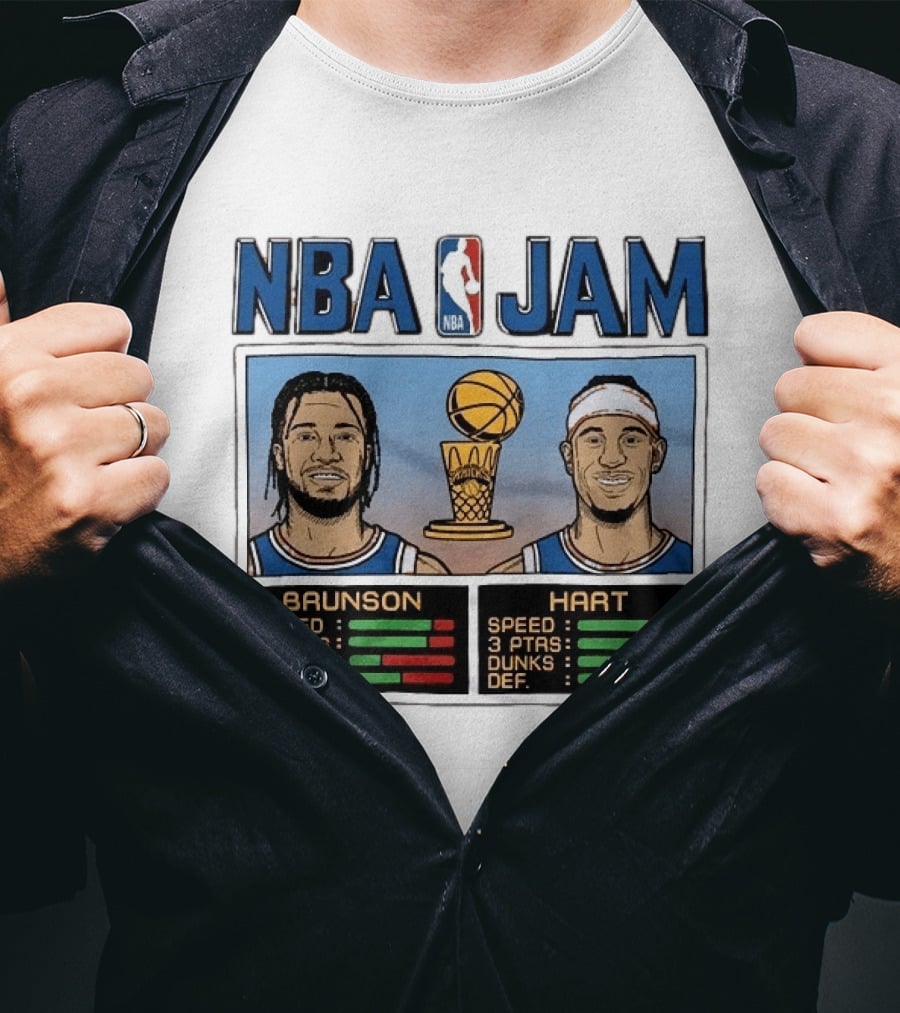 NBA Jam New York Knicks 2026 Champs Brunson Hart Stats T-Shirt