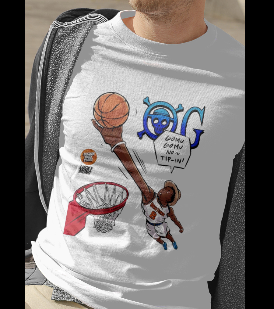 OG Anunoby X One Piece Luffy New York Knicks 2026 Gomu Gomu No Tip In Comic T-Shirt