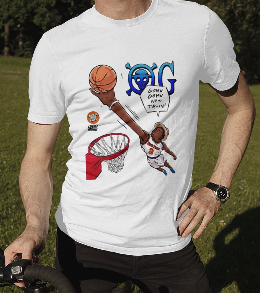 OG Anunoby X One Piece Luffy New York Knicks 2026 Gomu Gomu No Tip In Comic T-Shirt