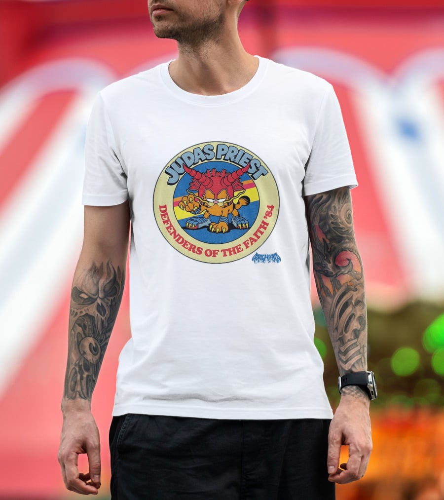 Judas Priest Defenders Of The Faith '84 Orange Cat T-Shirt