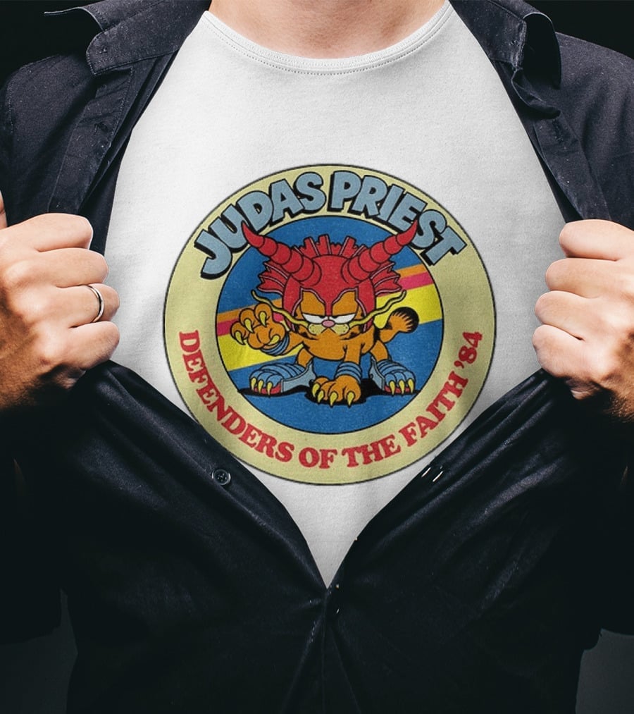 Judas Priest Defenders Of The Faith '84 Orange Cat T-Shirt