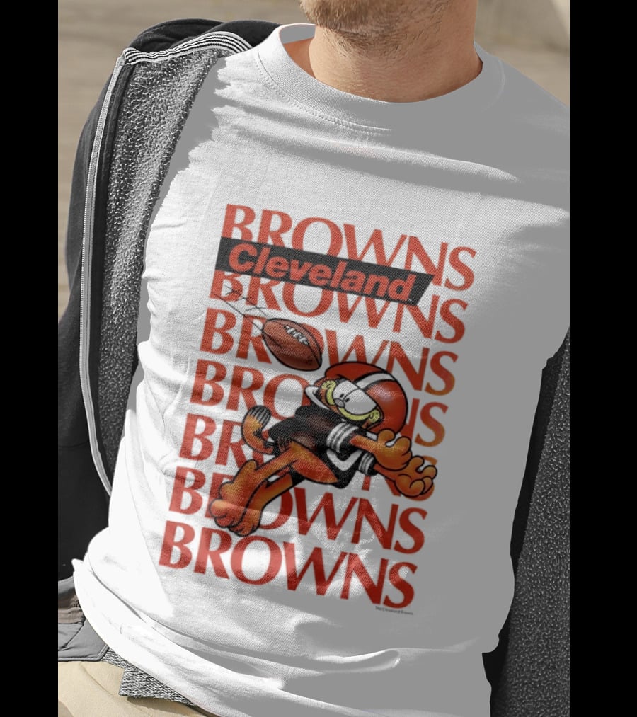 Browns Football Cleveland Orange Cat Kicking Touchdown T-Shirt