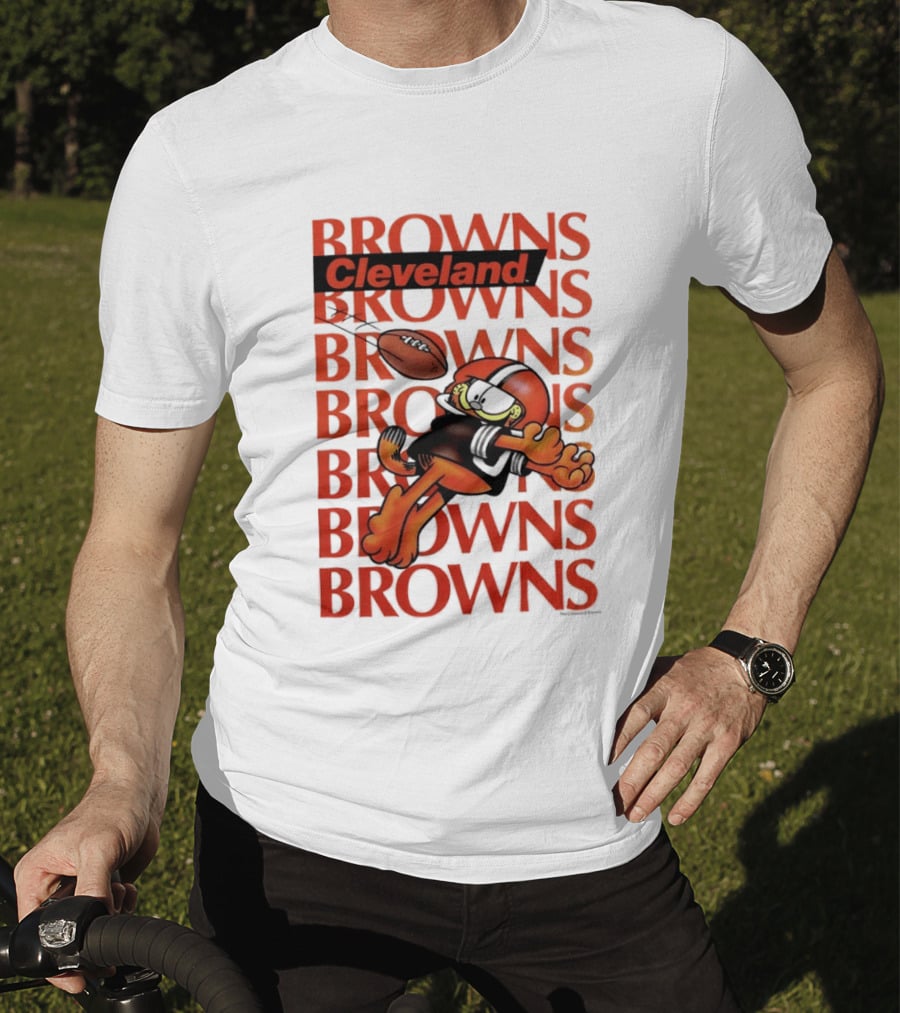 Browns Football Cleveland Orange Cat Kicking Touchdown T-Shirt