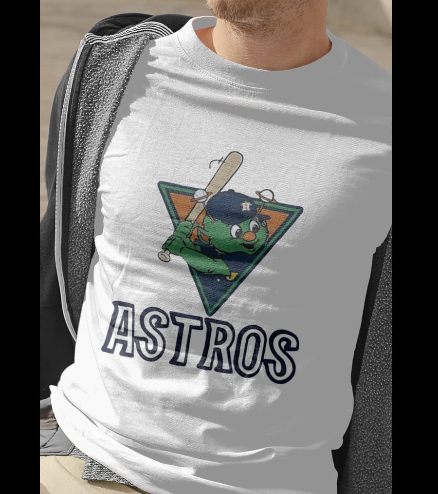 Orbit Houston Astros With Saturn Rings Baseball Bat Triangle T-Shirt