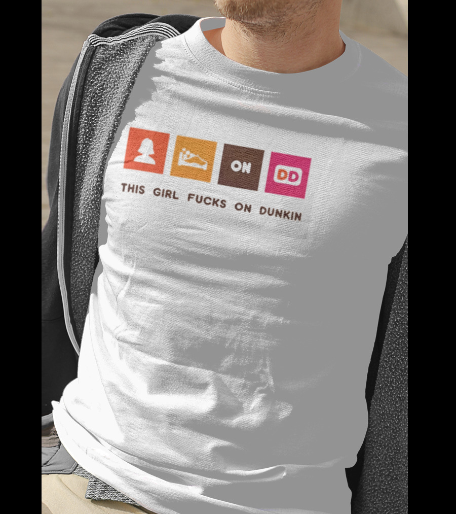 This Girl Fucks On Dunkin Retro Icon Square Blocks T-Shirt