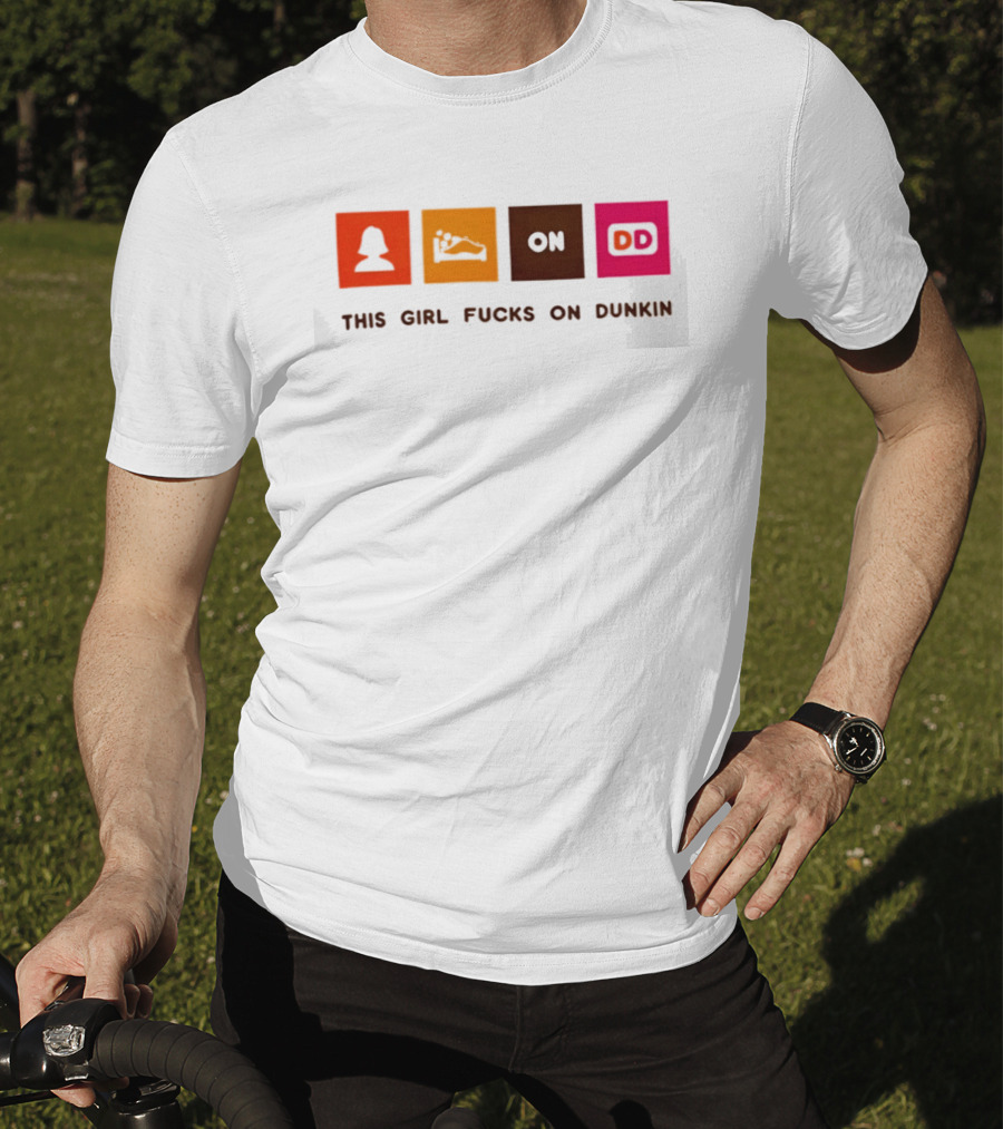 This Girl Fucks On Dunkin Retro Icon Square Blocks T-Shirt