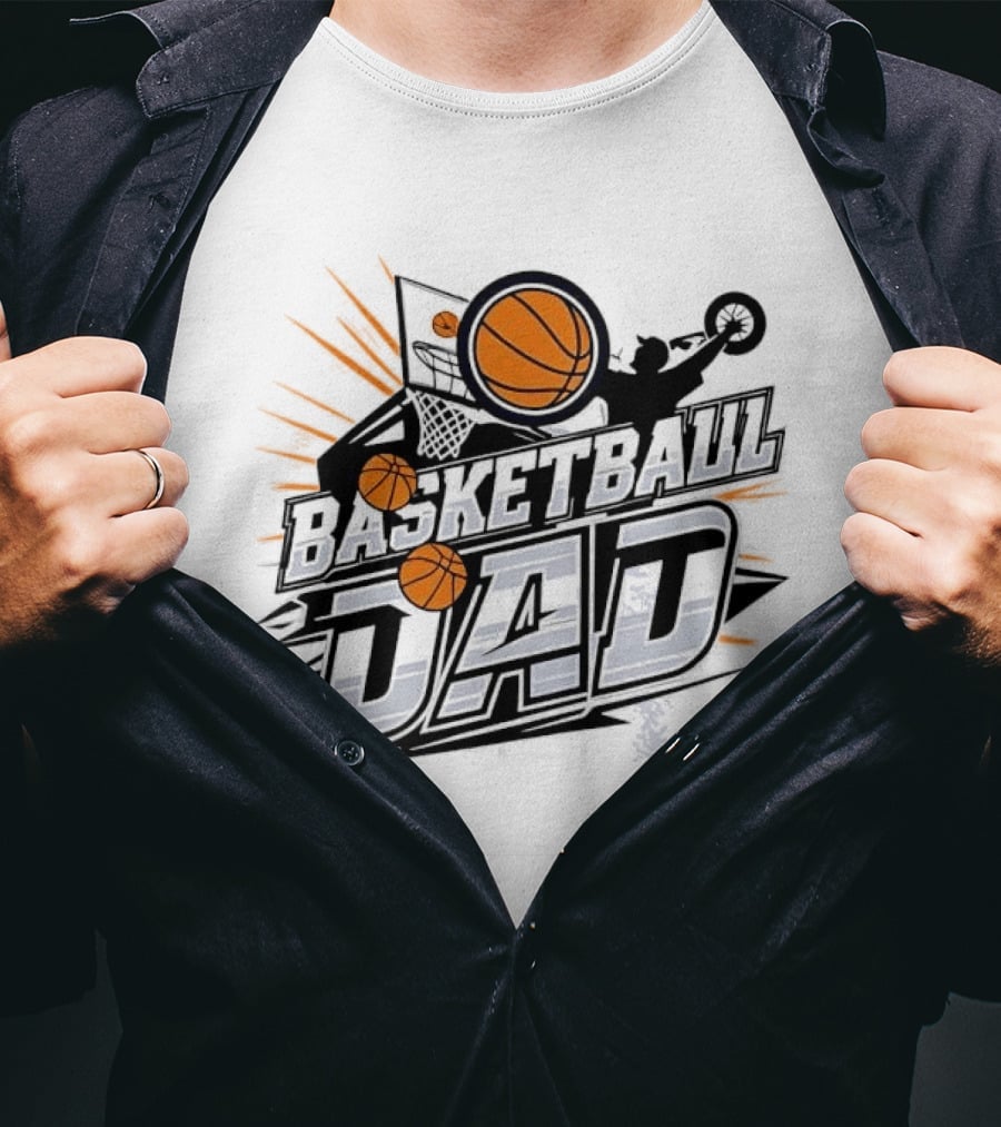 Basketball Dad Action Hoop Flying Ball Slam Dunk Sports T-Shirt