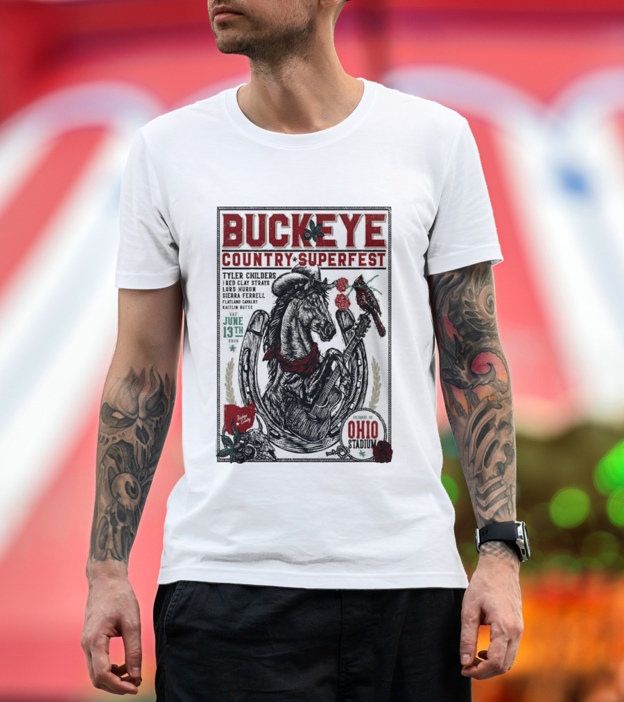 Buckeye Country Superfest June 13 2026 Ohio Stadium Tyler Childers Red Clay Lord Huron Sierra Ferrell Flatland Cavalry Kaitlin Butts T-Shirt