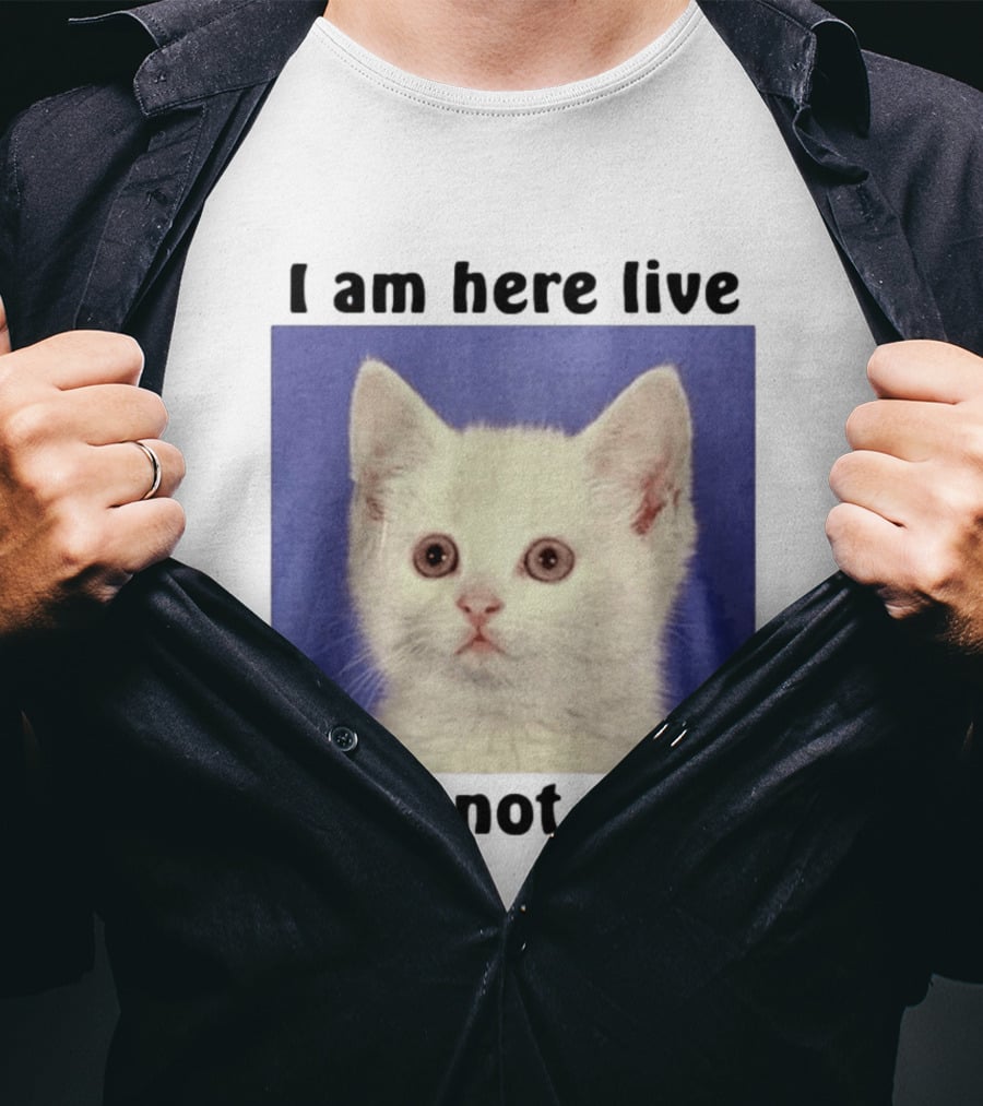I Am Here Live I Am Not A Cat Funny Kitten Meme T-Shirt