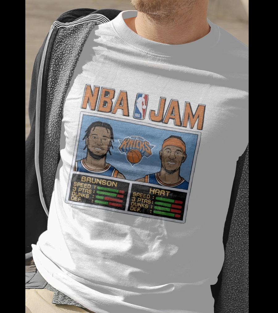 Jalen Brunson Josh Hart New York Knicks NBA Jam Retro Basketball Game T-Shirt
