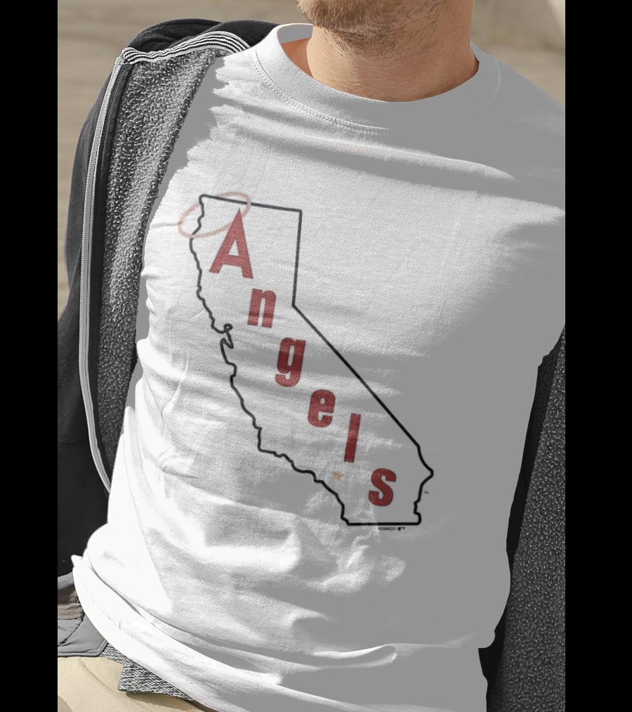 California Angels Script Los Angeles Outline With Halo T-Shirt