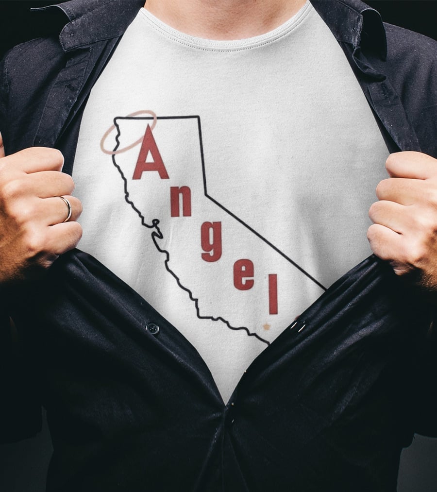 California Angels Script Los Angeles Outline With Halo T-Shirt