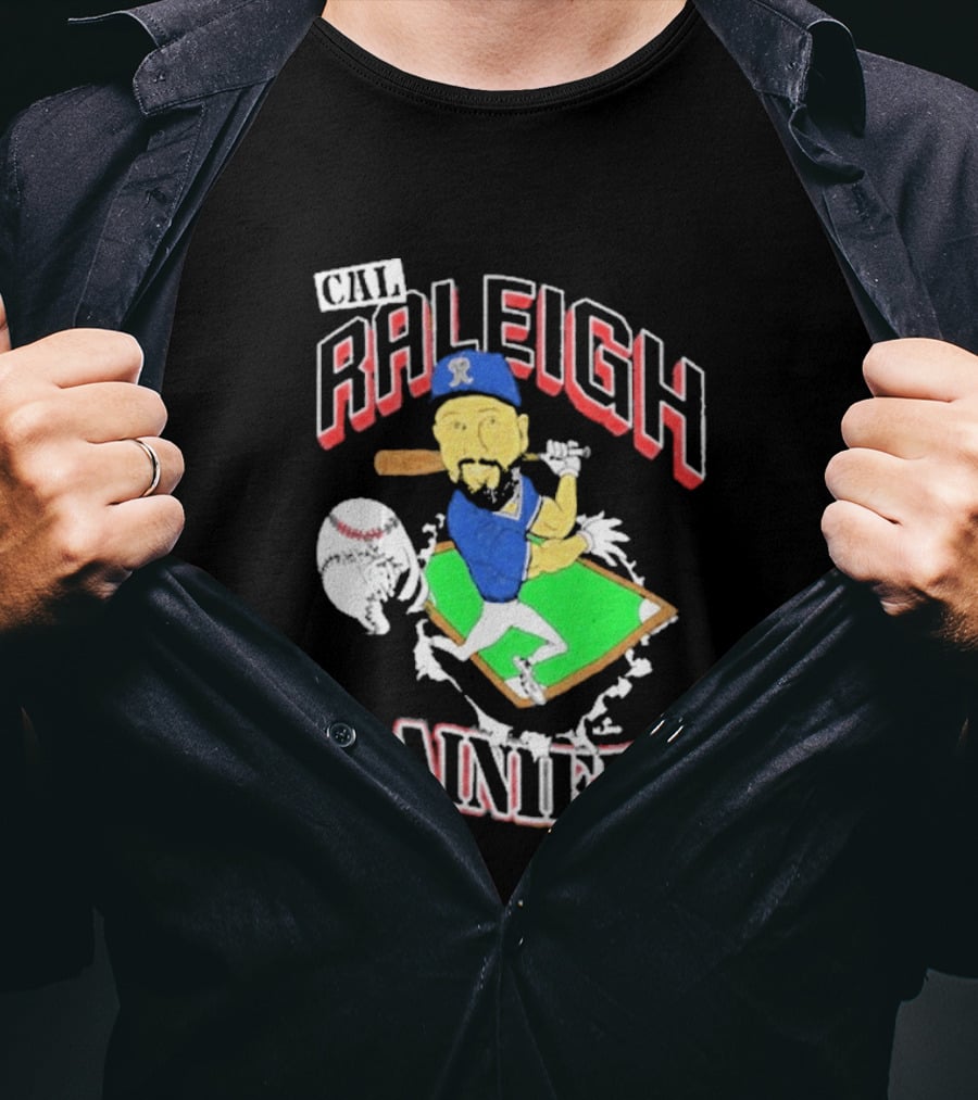 Cal Raleigh Rainiers Baseball Catcher Player Caricature T-Shirt
