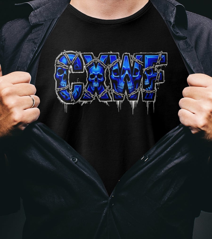 CXWF Blue Skull Barbed Wire T-Shirt