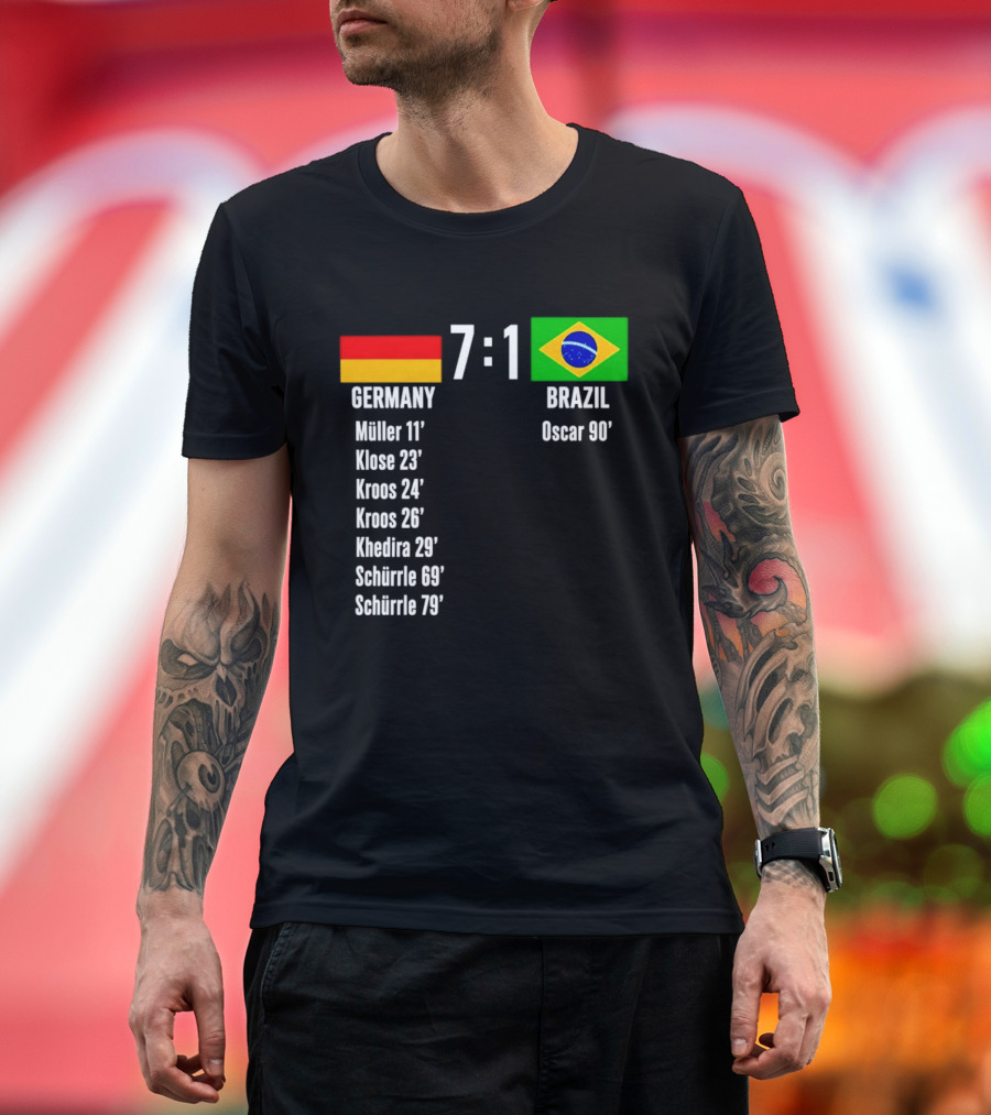 Germany 7 1 Brazil Müller Klose Kroos Khedira Schürrle Oscar Score T-Shirt