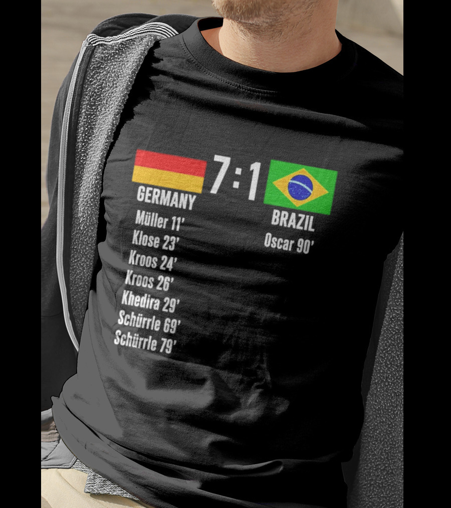 Germany 7 1 Brazil Müller Klose Kroos Khedira Schürrle Oscar Score T-Shirt