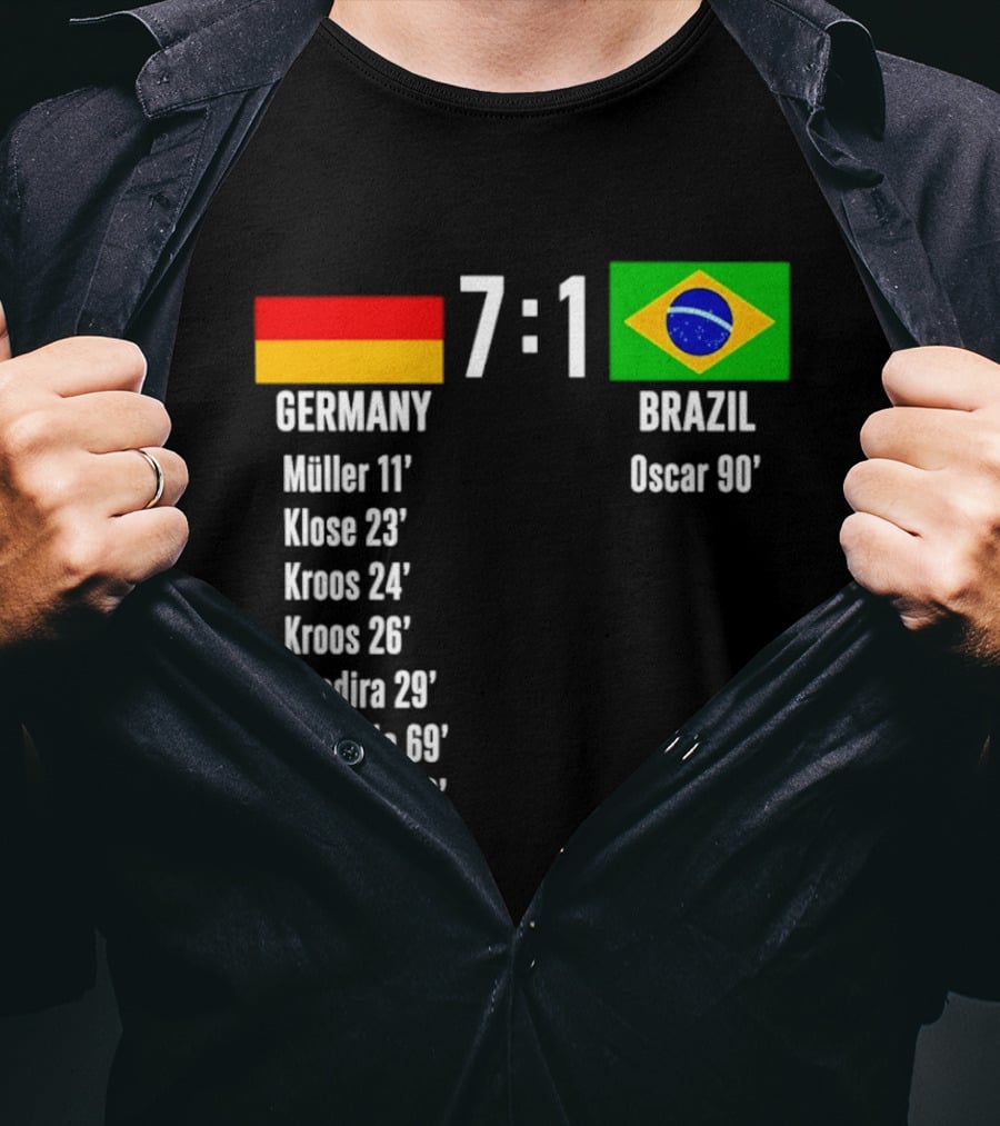 Germany 7 1 Brazil Müller Klose Kroos Khedira Schürrle Oscar Score T-Shirt