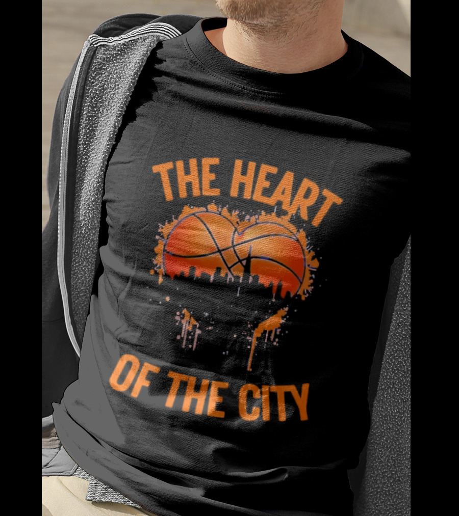 New York Knick The Heart Of The City Basketball Dripping Orange T-Shirt