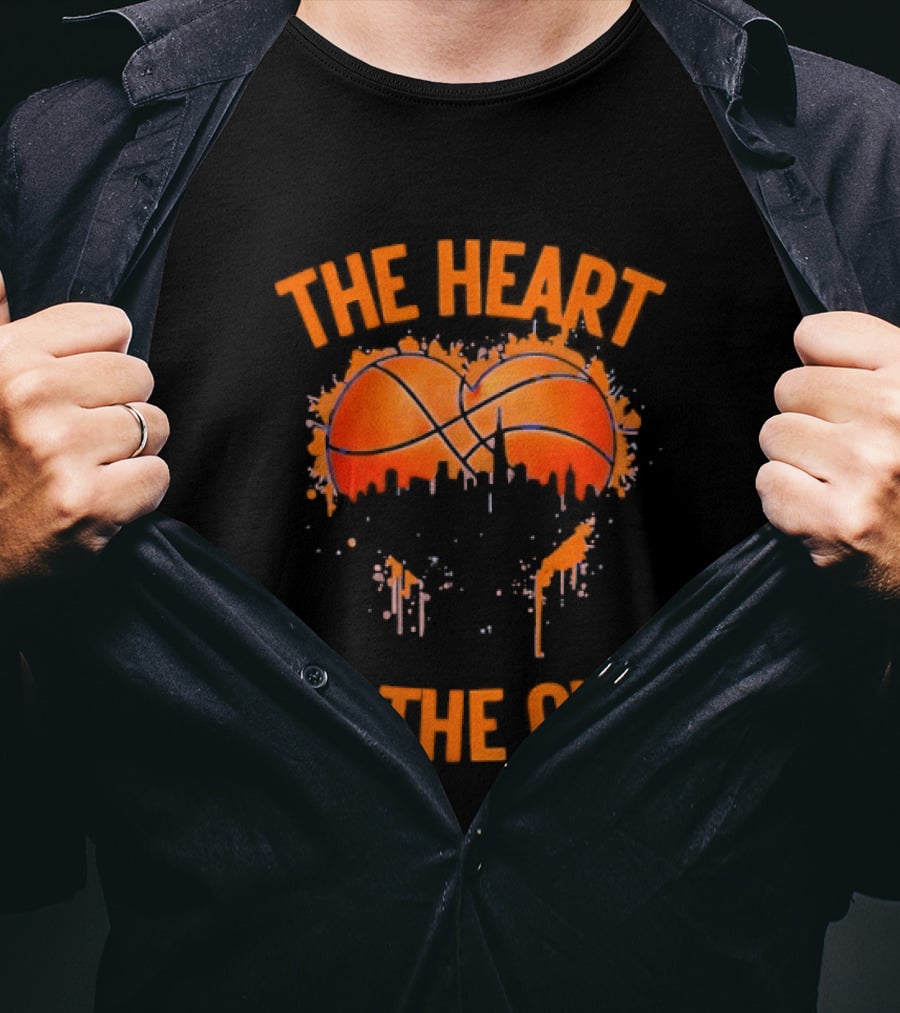 New York Knick The Heart Of The City Basketball Dripping Orange T-Shirt