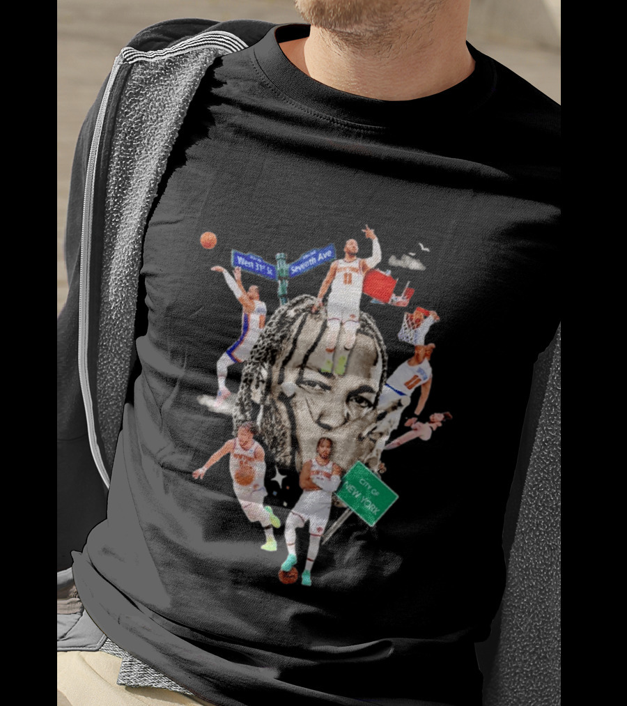 Jalen Brunson New York Knicks Collage West 31st Street Seventh Ave City Of New York T-Shirt