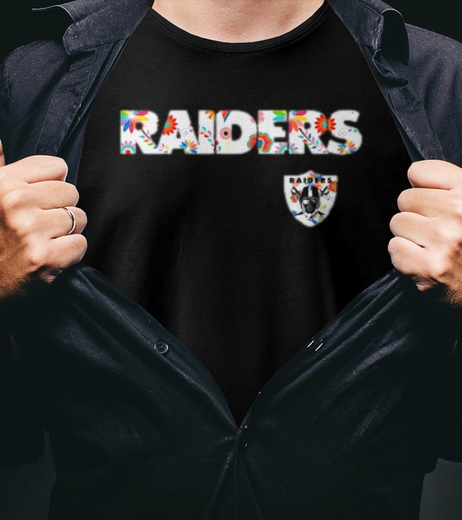 Raiders Dia De Los Muerto 2025 Floral Skull NFL Team T-Shirt