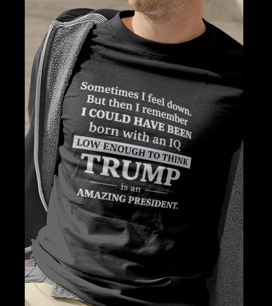 Sometimes I Feel Down But Then I Remember I Could Have Been Born With An IQ Low Enough To Think Trump Is An Amazing President T-Shirt