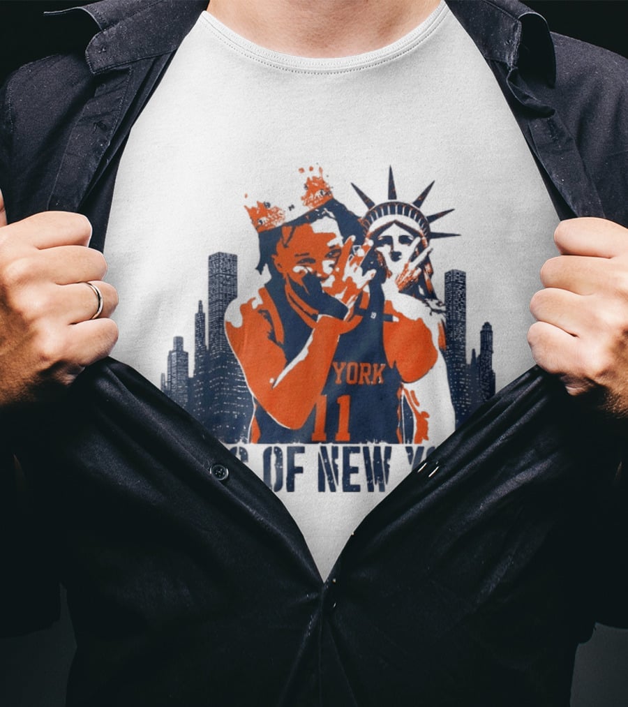 Jalen Brunson King Of New York Skyline 2026 MVP Basketball T-Shirt
