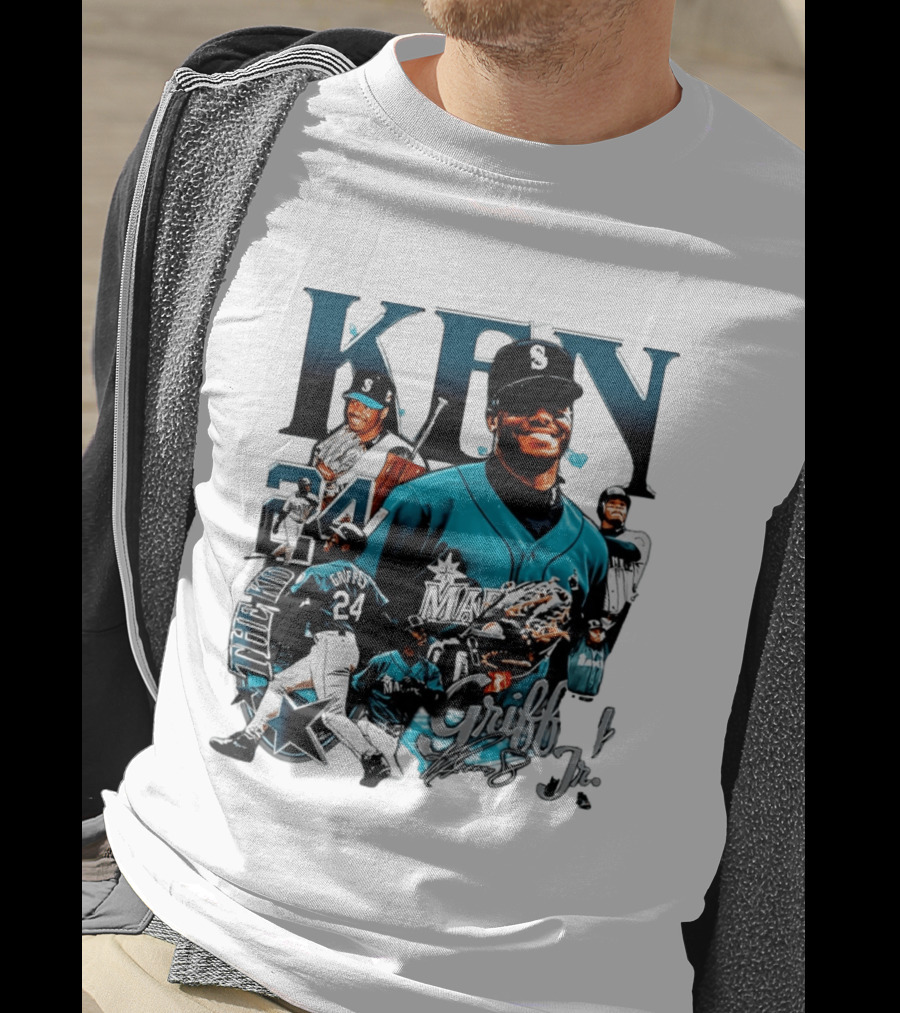 Ken Griffey Jr Seattle Mariners The Kid 24 Legendary Collage T-Shirt