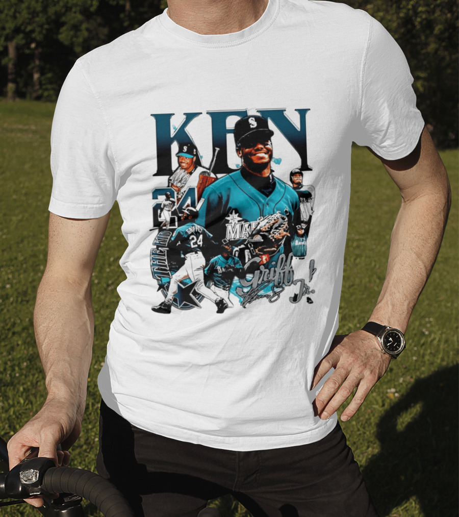 Ken Griffey Jr Seattle Mariners The Kid 24 Legendary Collage T-Shirt