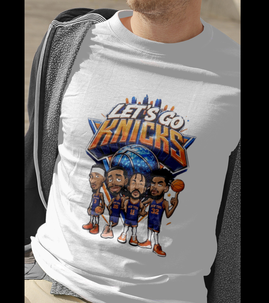 Let's Go Knicks New York Basketball Players Cartoon 2026 T-Shirt