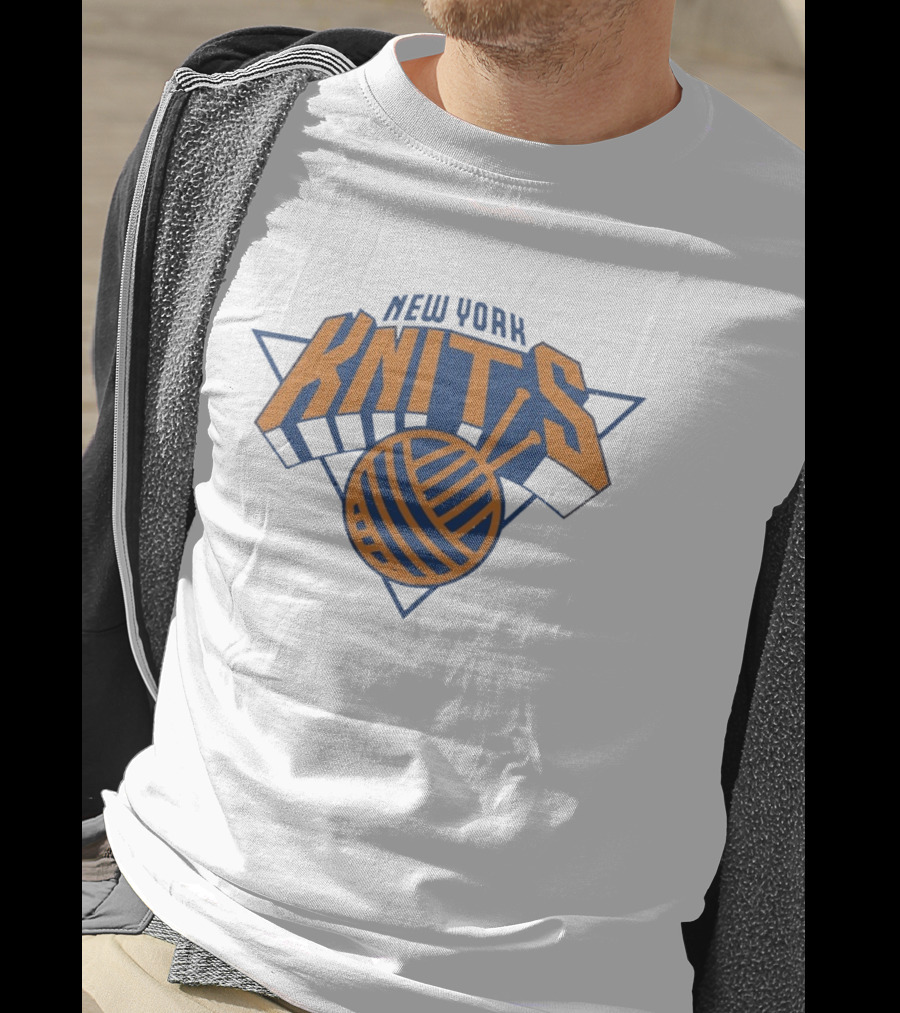 New York Knits Basketball Yarn Logo NY Knicks T-Shirt