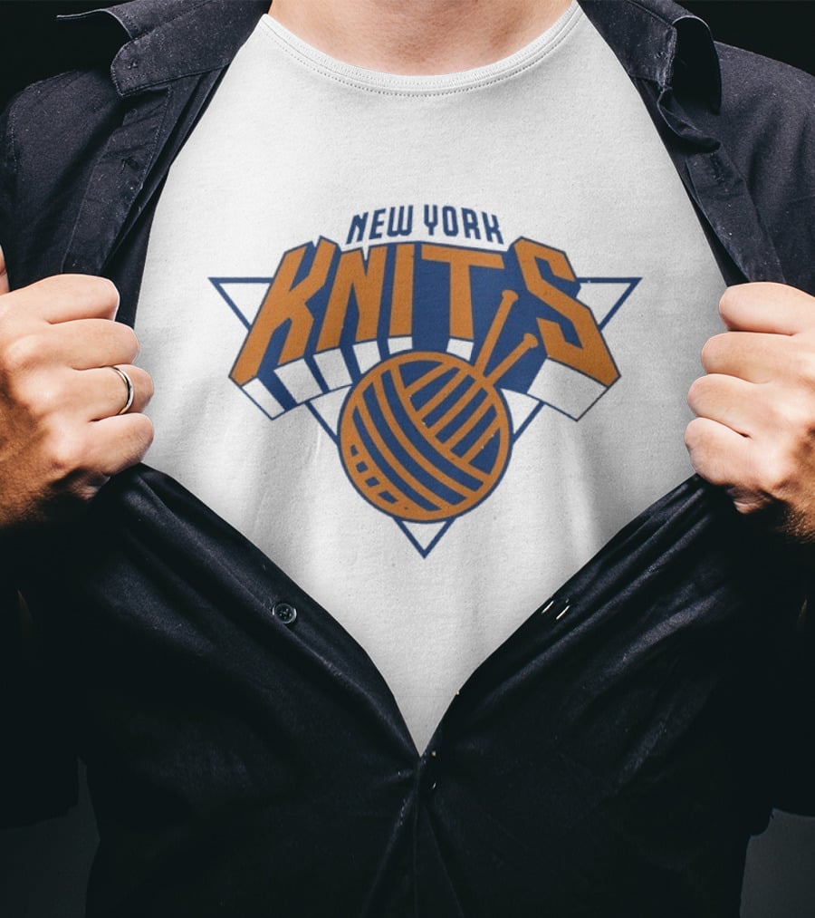 New York Knits Basketball Yarn Logo NY Knicks T-Shirt