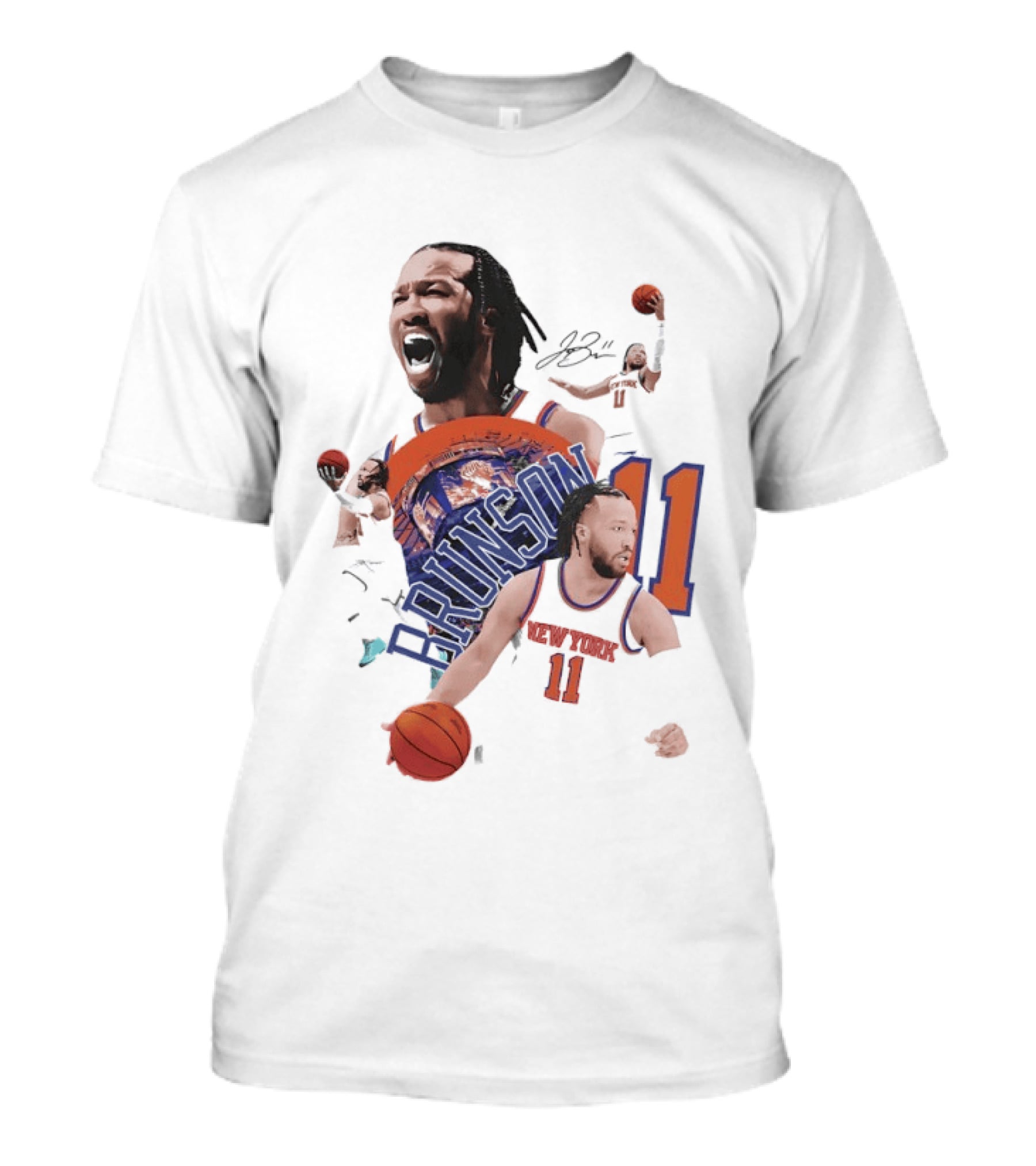 NY Knicks Jalen Brunson Number 11 Collage Basketball Player T-Shirt