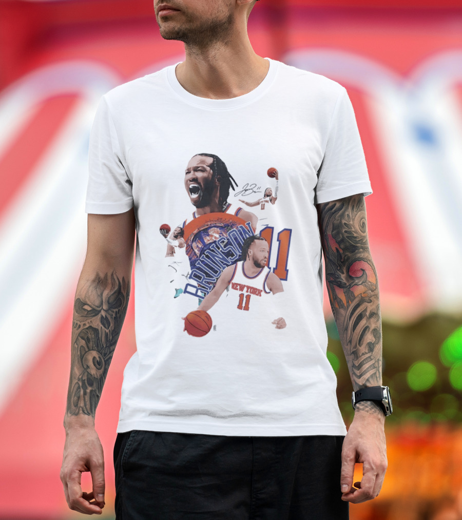 NY Knicks Jalen Brunson Number 11 Collage Basketball Player T-Shirt
