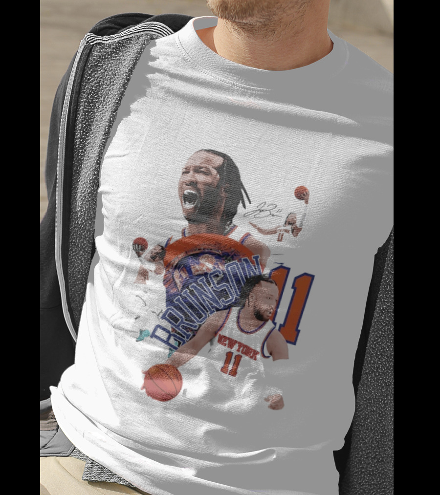 NY Knicks Jalen Brunson Number 11 Collage Basketball Player T-Shirt