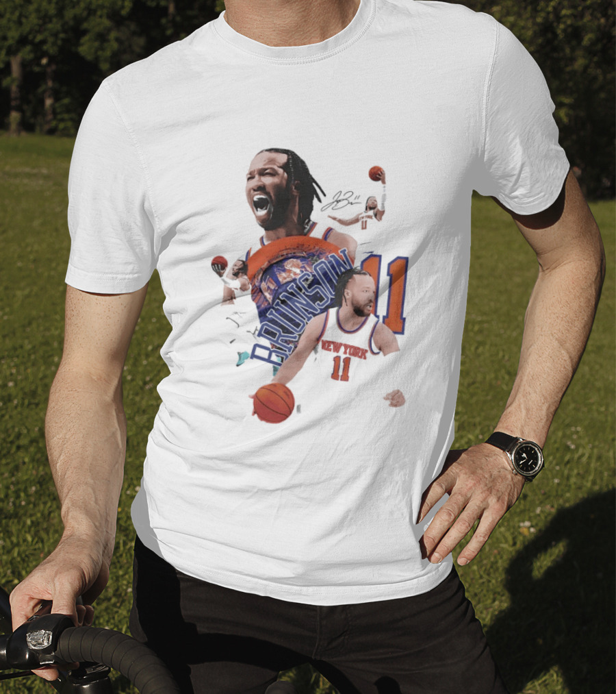 NY Knicks Jalen Brunson Number 11 Collage Basketball Player T-Shirt