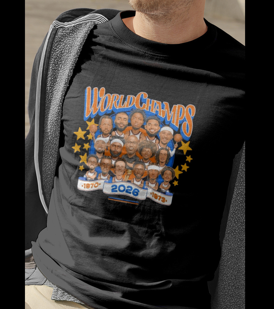 World Champs 2026 New York Knicks Team Caricature 1970 1973 T-Shirt