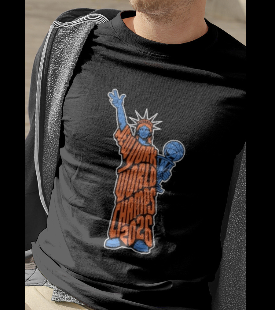 New York World Champs 2026 Statue Of Liberty Basketball Trophy T-Shirt