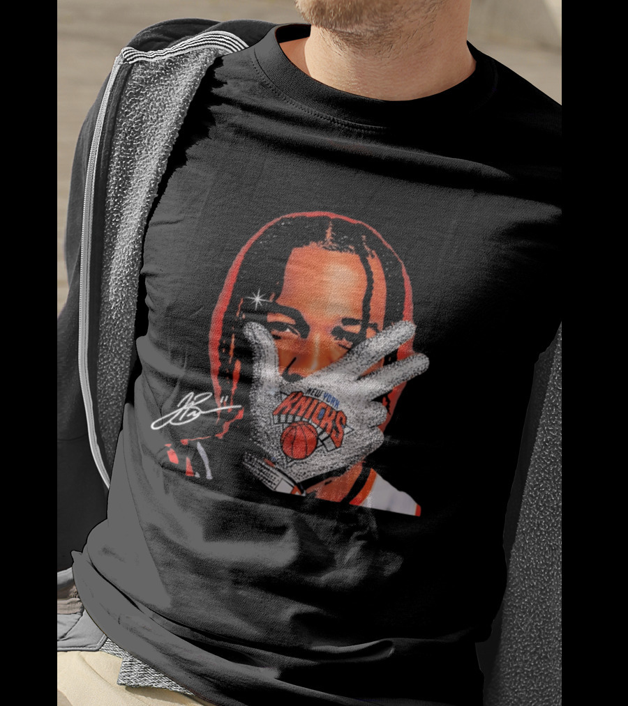 New York Knicks Jalen Brunson Iceman Signature Glove T-Shirt