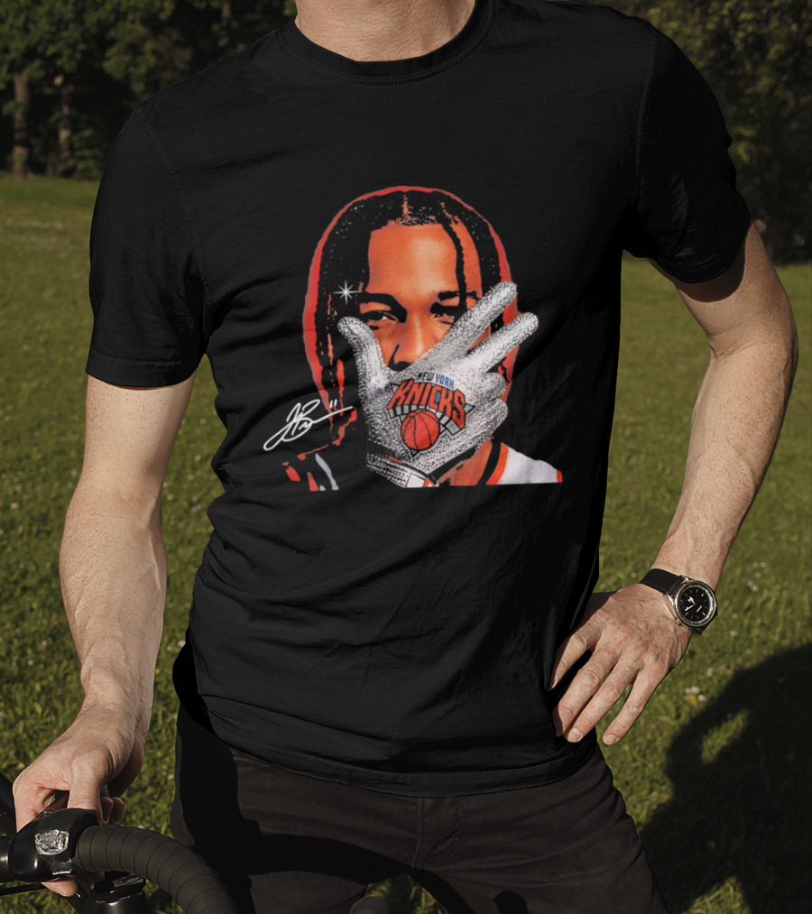 New York Knicks Jalen Brunson Iceman Signature Glove T-Shirt