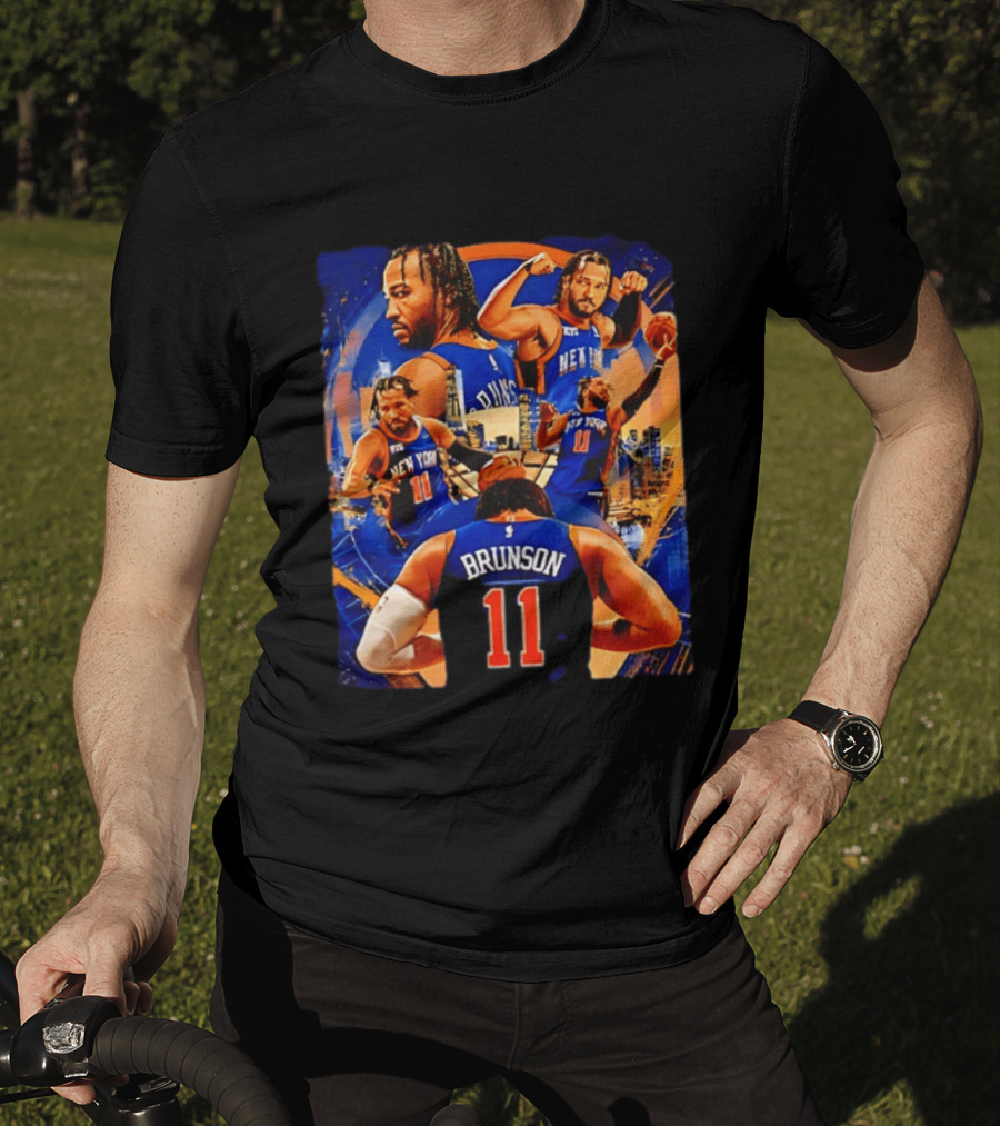 New York Knicks Jalen Brunson Number 11 Team Collage T-Shirt