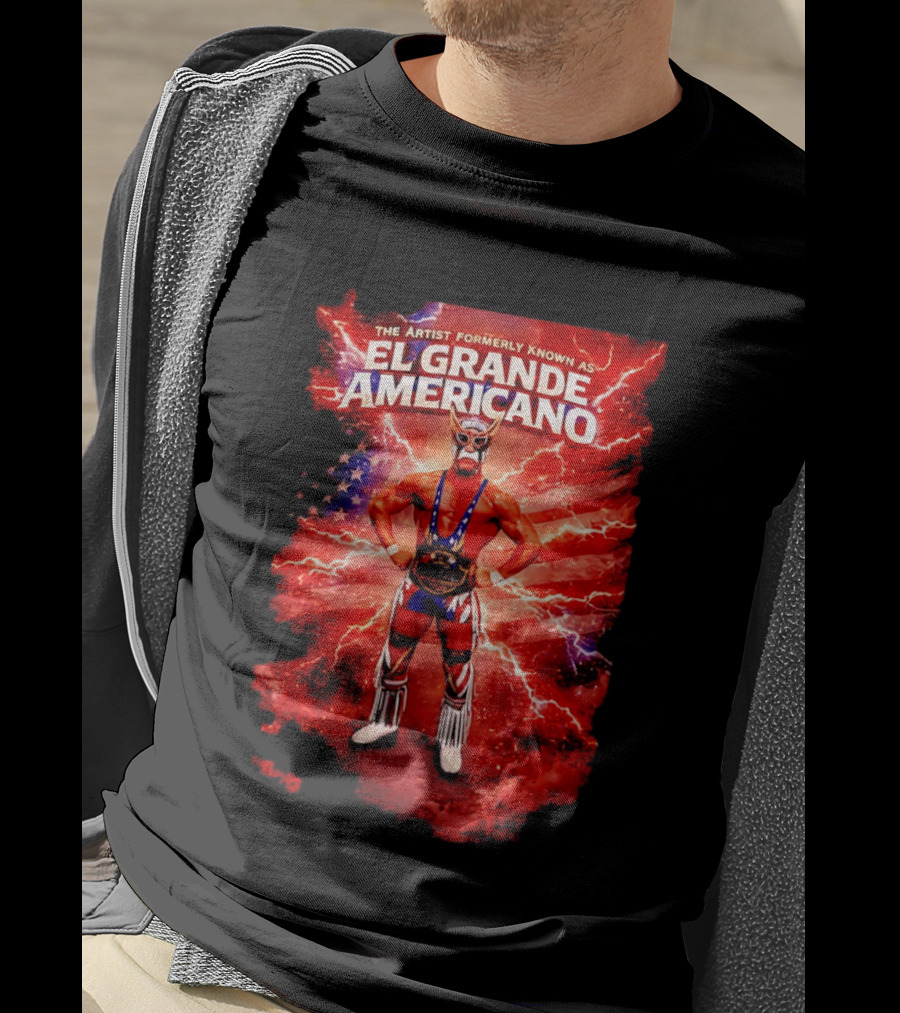 The Artist Formerly Known As El Grande Americano Luchador Flag Lightning T-Shirt