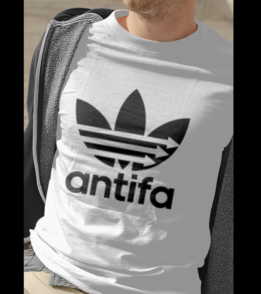 Antifa Black Symbol With Three Arrows Stripes T-Shirt