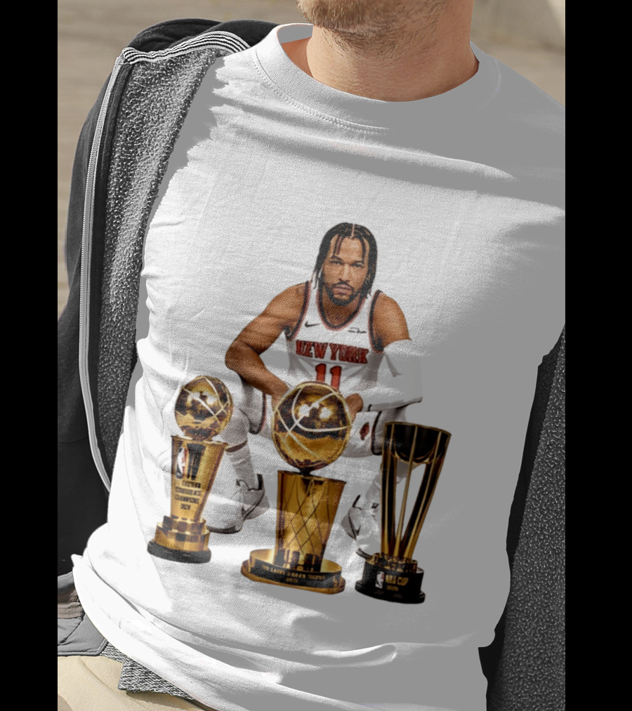 New York Knicks Jalen Brunson 11 Trophy Collection NBA Champions T-Shirt