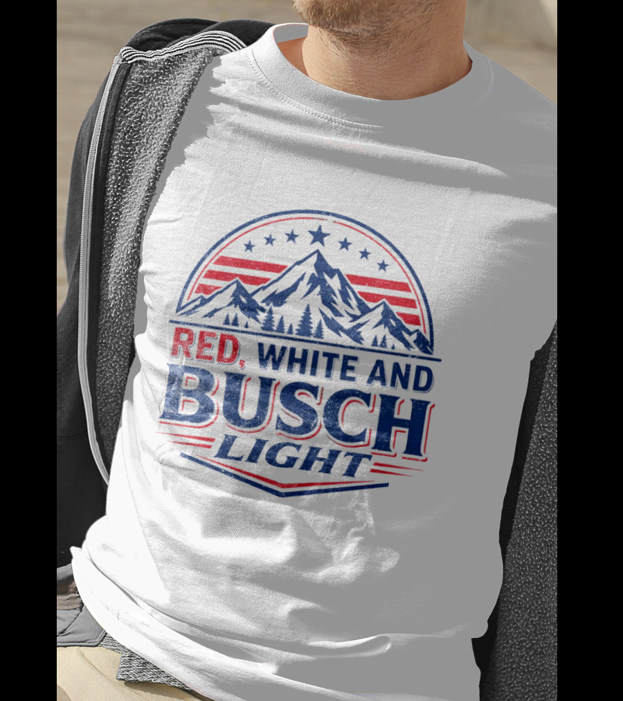 Busch Light Red White And Blue Mountain Stars T-Shirt